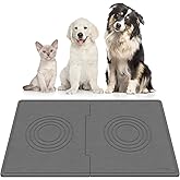 Yolife Extra Large Dog Water Bowl Mat, Fast Water Absorbing Stone Pet Feeding Mat for Messy Drinkers, Stone Drying Mat for Dogs Food and Water Bowls, Dog Cat Food Mats for Floors(31.5” x 19.7”, Grey)