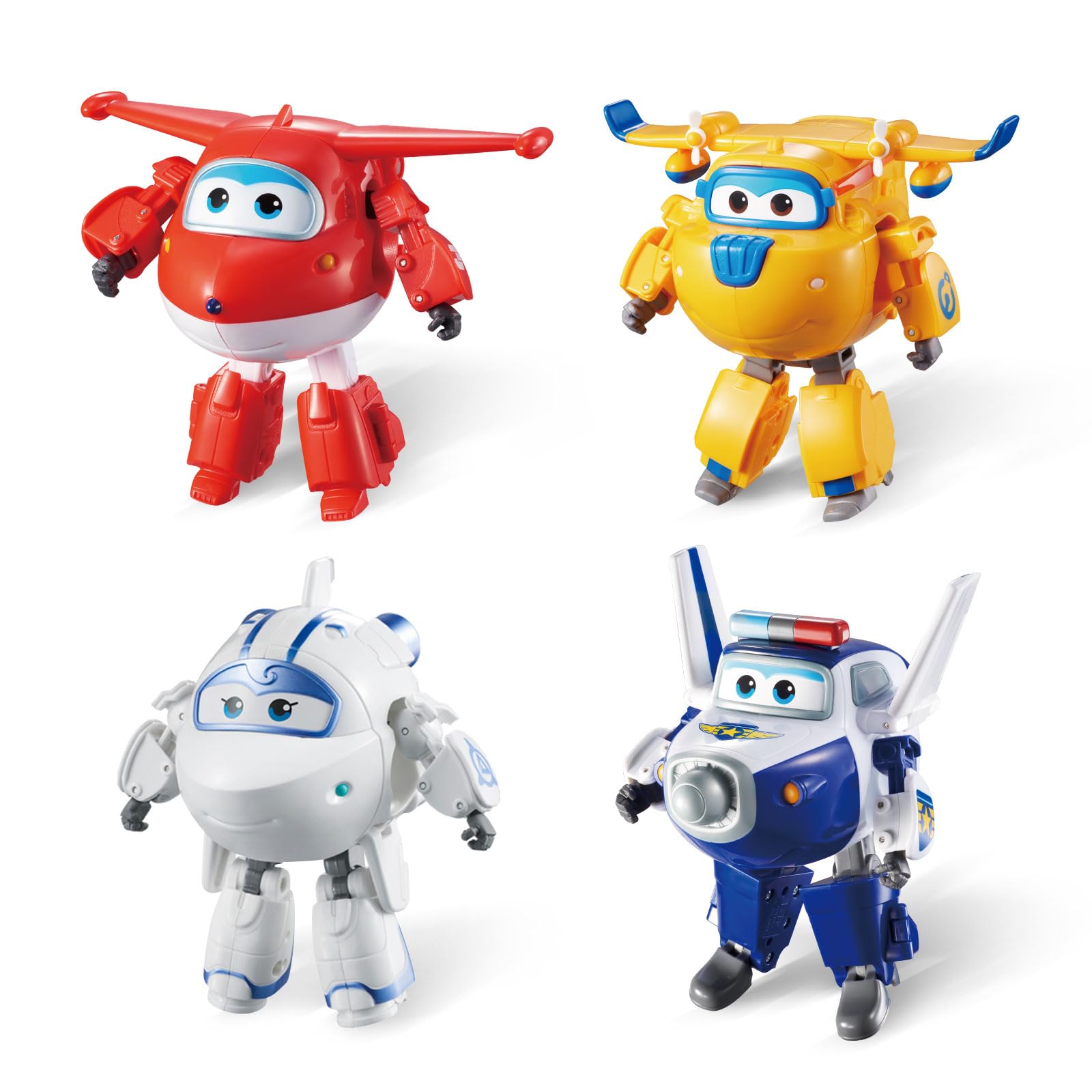 Super Wings Season 3 Playset Headquarters, Transformable Robot Figures, Cartoon Toy for Children 3 4 5 6 7 8 Years Old Boy Girl, Jett/Paul/Donnie/Astra, Multi-Coloured
