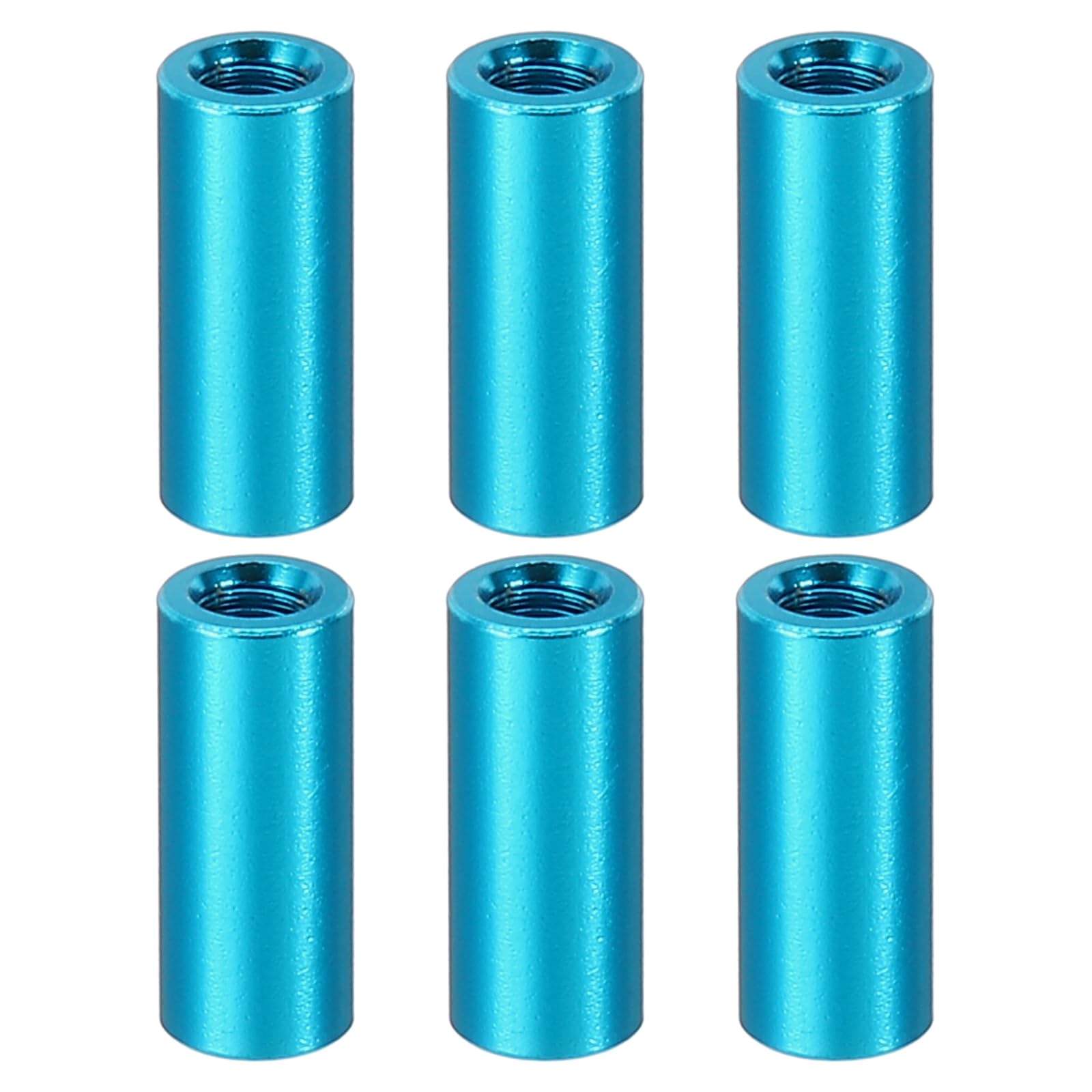 PATIKIL 12pcs M3 Metal Threaded Standoff Spacer Nuts, Round Aluminum Spacers Female Coupling Screws, 1/8" ID x 3/16" OD, Blue, (12mm L)