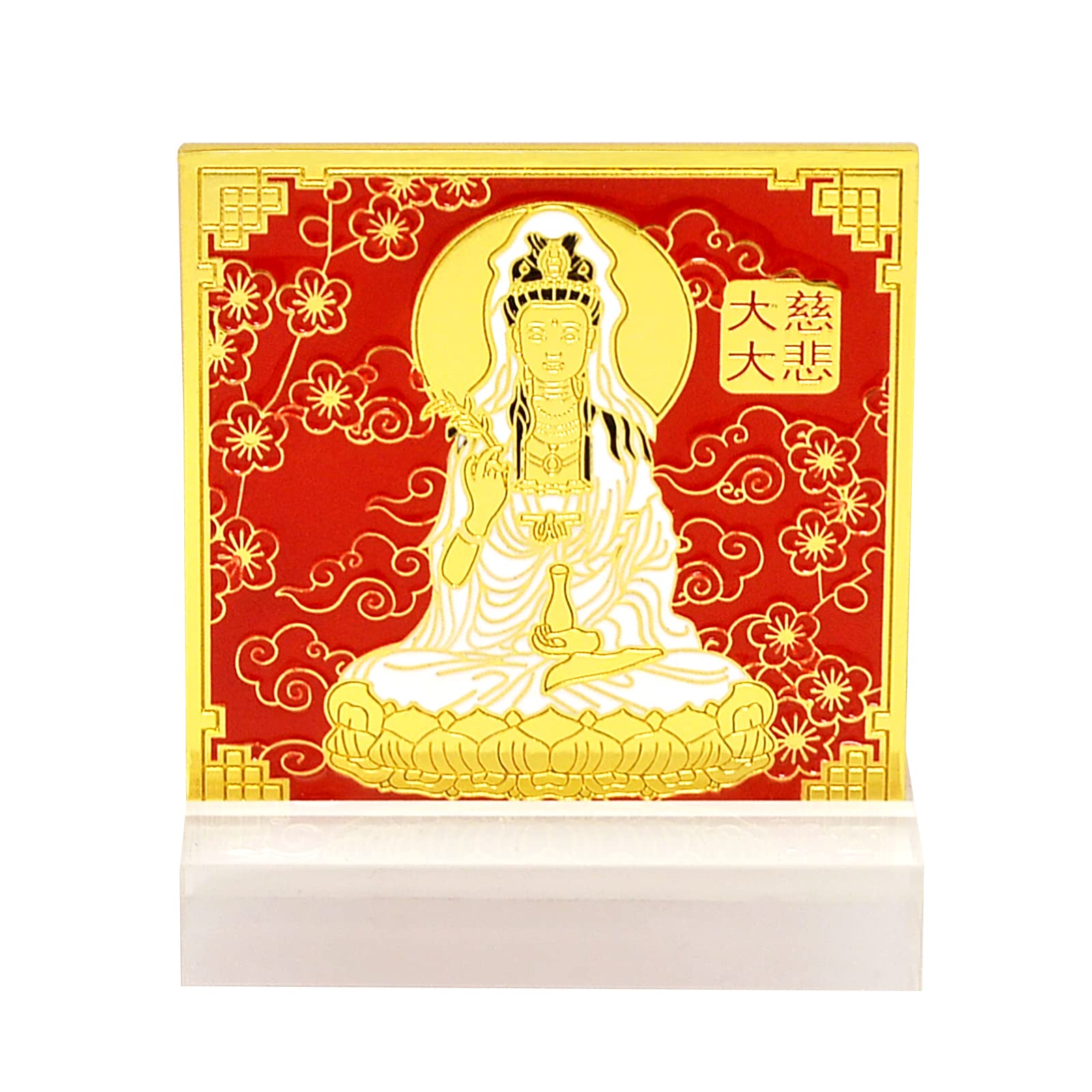 juanxian FengShui Kuan Yin Pouring Water of Life Plaque w Stand W5020