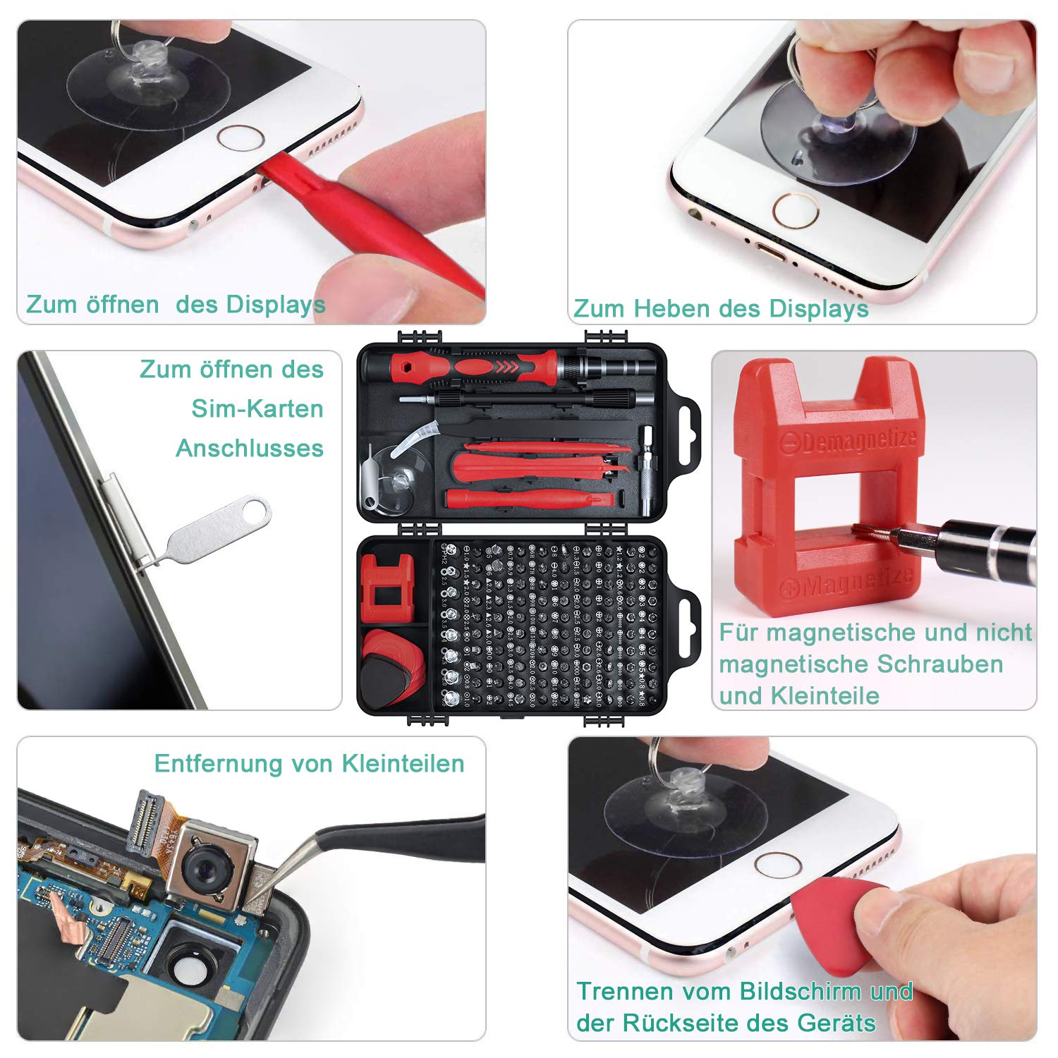 Gocheer Präzisions Schraubendreher Set, 115 in 1 Mini Feinmechaniker Reparatur Werkzeug Set für Elektronik, Smartphone,Laptop, PC, Konsolen, Kamera, Uhrenel