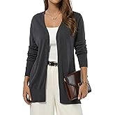 QUALFORT Women's Lightweight Open Front Cardigan Cotton Long Sleeve Casual Loose Fit Knit Cover Up Sweater