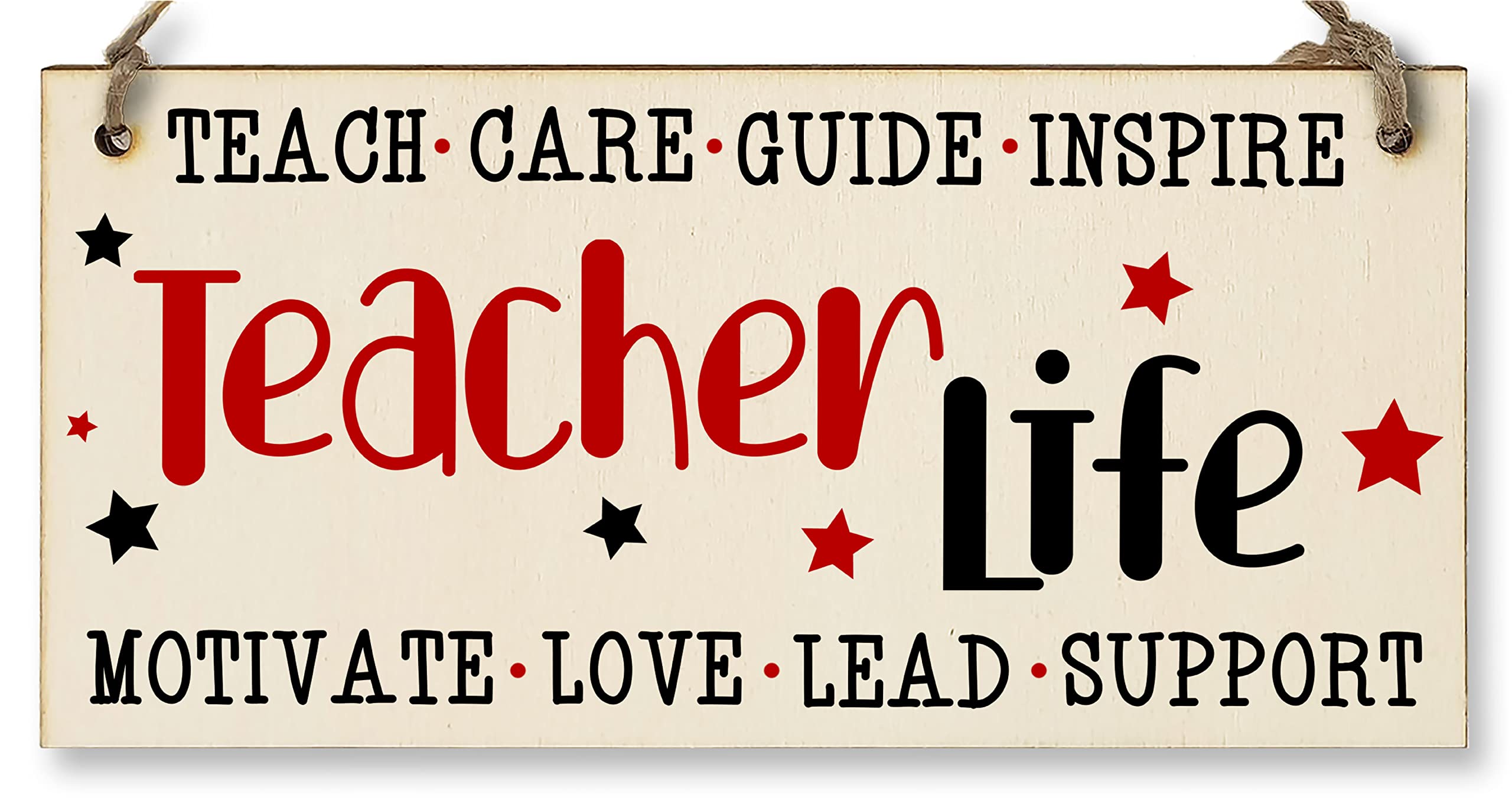 Teacher Life Love Support Guide Inspire Handmade Wooden Hanging Wall Plaque Gift Teacher Teaching Assistant End of Term