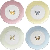 Lenox Butterfly Meadow Porcelain Dessert Plates, 8 Inch, Set of 4 | dishwasher safe | floral design | kitchen and dining essential, gift for women, dinnerware, plates gift