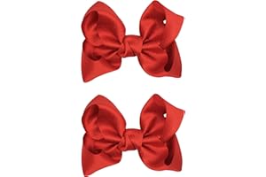 ZOONAI 3 Inch Baby Girl Hair Bows Clips Hairpin Headwear Little Teen Toddler Girls Kids Teens Toddlers Hair Accessories - Set of 2 (Red)