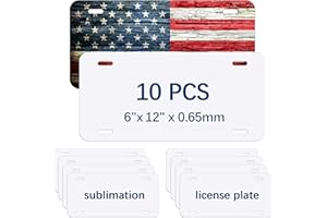 ORJ 10 Pack Sublimation License Plate Blanks 6"X12" x 0.65mm,Metal Aluminum Automotive Front License Plate Tag