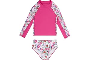 Vogseek Girls 2 Piece Swimsuits Long Sleeve Rashguard Bathing Suits Size 5-12Y