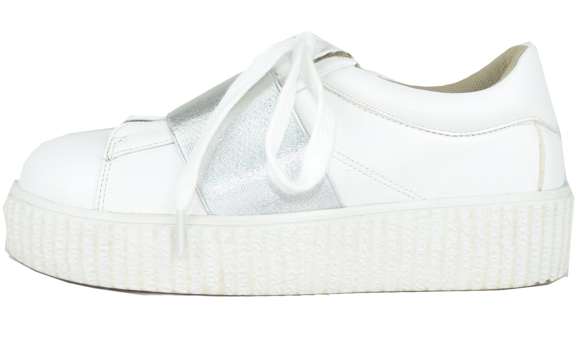 Chase & Chloe Women's Platform Creeper Fashion Sneaker (9 B(M) US, White) - Image 3