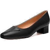 MISEZOXI Womens Pumps, Low Chunky Block Heels for Women, Square Toe Womens Dress Shoes for Party and Office, Patent Dress Pumps