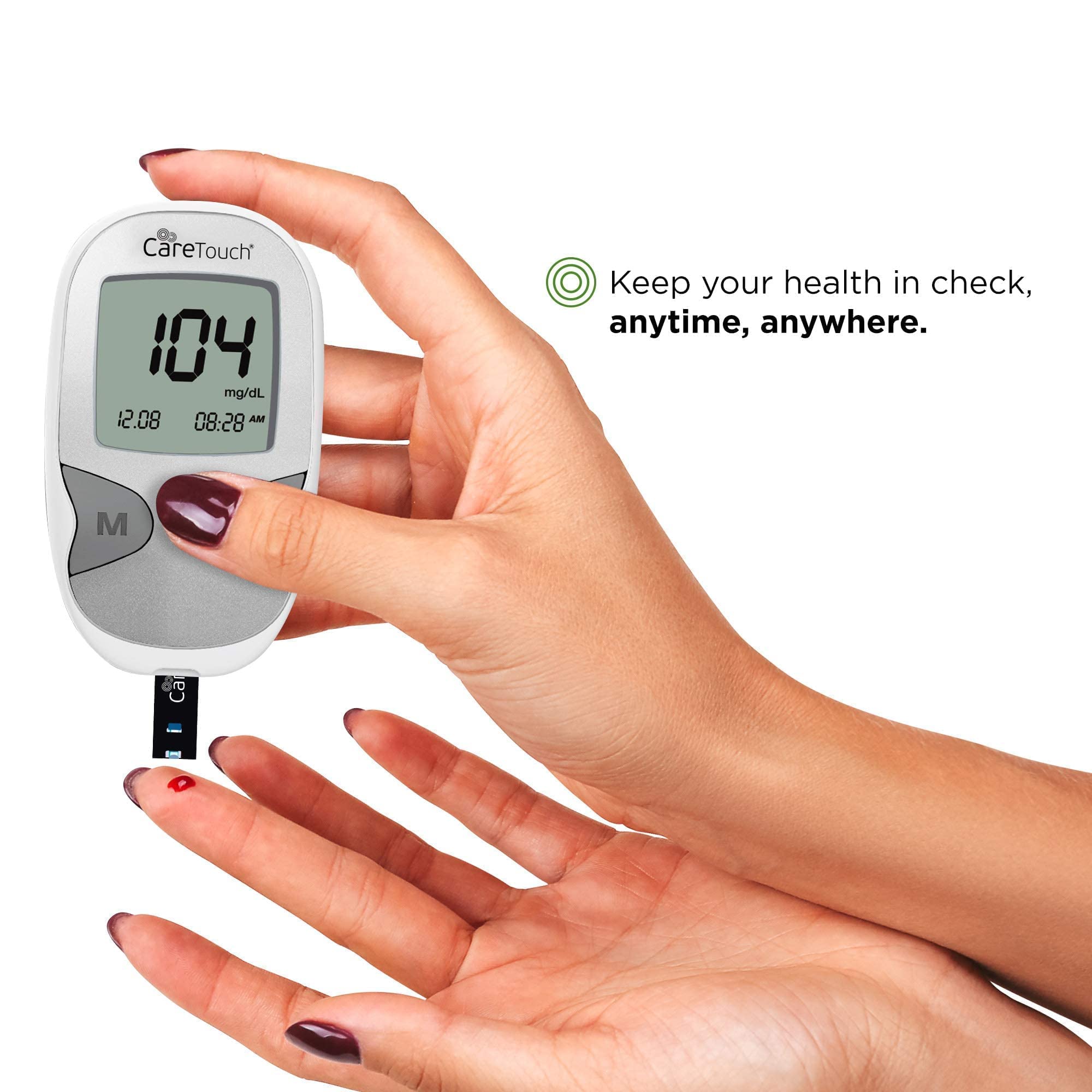 Care Touch Blood Glucose Meter Kit - Diabetes Testing Kit with Glucometer, Test Strips, Lancing Device, Lancets & Easy to Carry Travel Case - 5 Second Results - Auto ON/OFF Feature