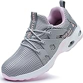 LANSNBO Steel Toe Shoes for Women Indestructible Safety Work Shoes Air Cushion Lightweight Breathable Utility Sneakers Puncture Proof Slip Resistant Composite Toe Footwear