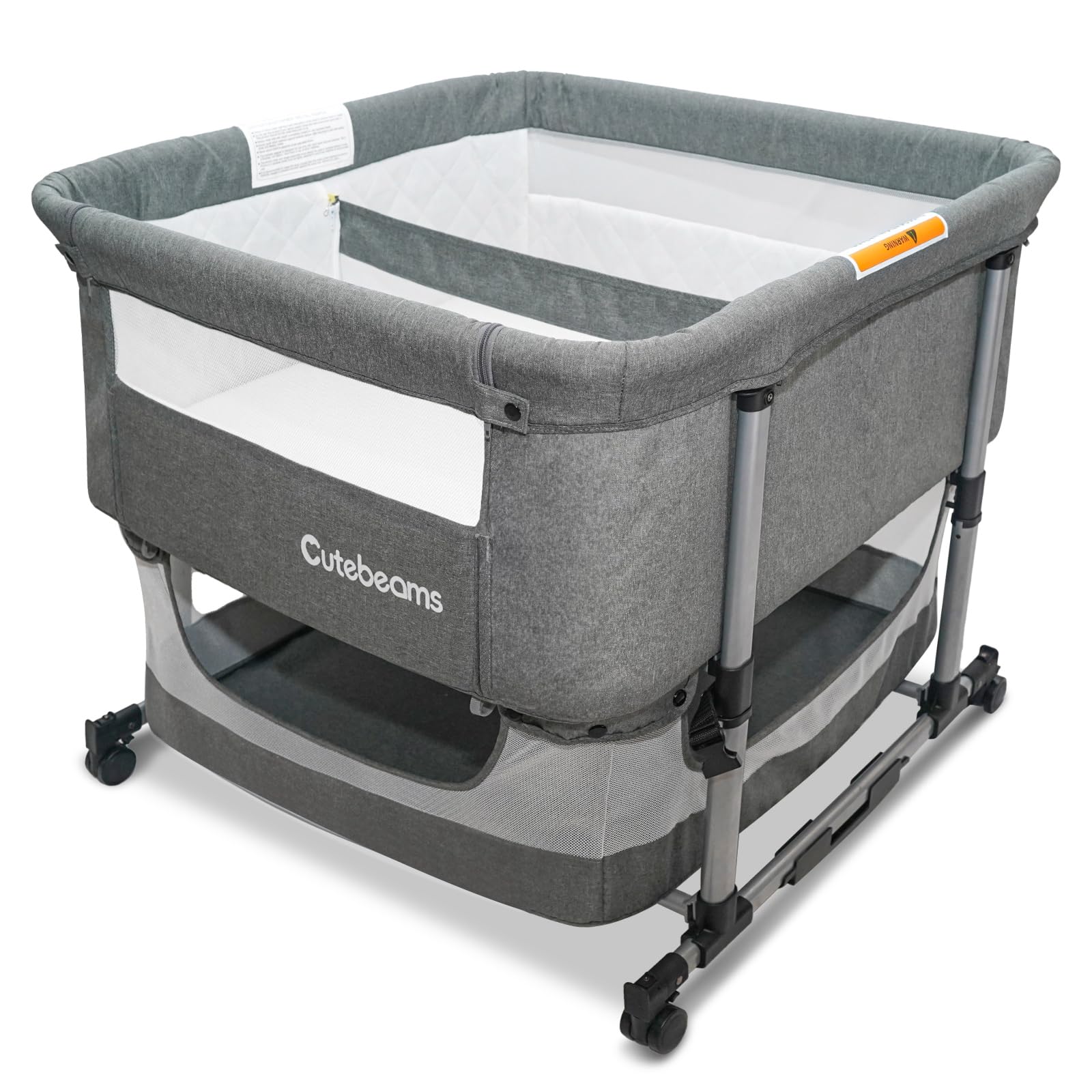 Photo 1 of (USED/FAIR) Twin Bassinet for 2 Babies, 3 in 1 Bedside Co Sleeper Double Bassinet for Twins, Rocking Bassinet for Baby with Wheels and Storage Basket, Includes Mattress