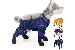 PURRHUG Waterproof Dog Boots Rain Boots with Suspender, Dogs Shoes Paw Protector for Small Medium Puppy, Anti-Slip Doggy Boot Belly Protector, Rain Booties Snow Booties (Medium, bluef)