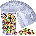 Vodolo Mylar Bags for Freeze Dried Candy,50 Pack Frozen Dry Sour Skittles Bags with Clear Window, Stand Up Pouches