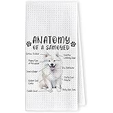 LKETW Funny Samoyed Kitchen Towels, Hand Dish Towels for Women Men, Dog Anatomy Tea Towel Dishcloth Room Decor for Home Kitchen Bathroom, Gifts for Samoyed Lovers
