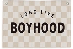 Lacama Long Live Boyhood Boys Room Decor, Linen Banner Wall Hanging Banner Flag Decor for Toddler Boy Room Nursery, Wall Hanging Flag 30x20 Inch