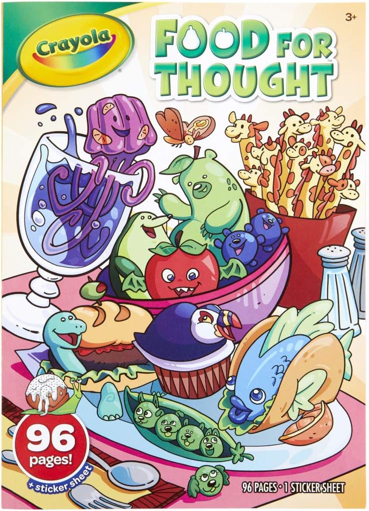 Crayola Coloring Book with Stickers, Food for Thought, 96 Coloring Pages