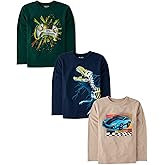 The Children's Place Boys Dino Long Sleeve Graphic T-Shirts,multipacks
