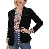 MINTLIMIT Women's Casual Velvet Blazer Notched Lapel Button Front Jacket Long Sleeve V Neck Jackets Coat Blazers
