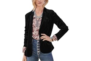 MINTLIMIT Women's Casual Velvet Blazer Notched Lapel Button Front Jacket Long Sleeve V Neck Jackets Coat Blazers