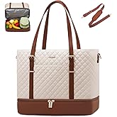 LOVEVOOK Lunch Tote Bag for Women, 15.6 Inch Laptop Work Bag With Lunch Compartment & Large Cup Holder, Lightweight Work Briefcase for Travel, Bussiness, Teacher