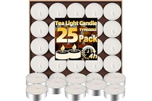 Tea Light Candles 4 Hour Extended Burn Time Unscented Tealights for Wedding Dinner Birthday Party Valentine 25 Pack White