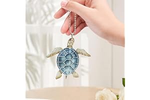 1PC Sea Turtle Acrylic Hanging Ornament with Chain, Nautical Car Rearview Mirror Pendant for Home, Office, Bag Charm, Ideal G