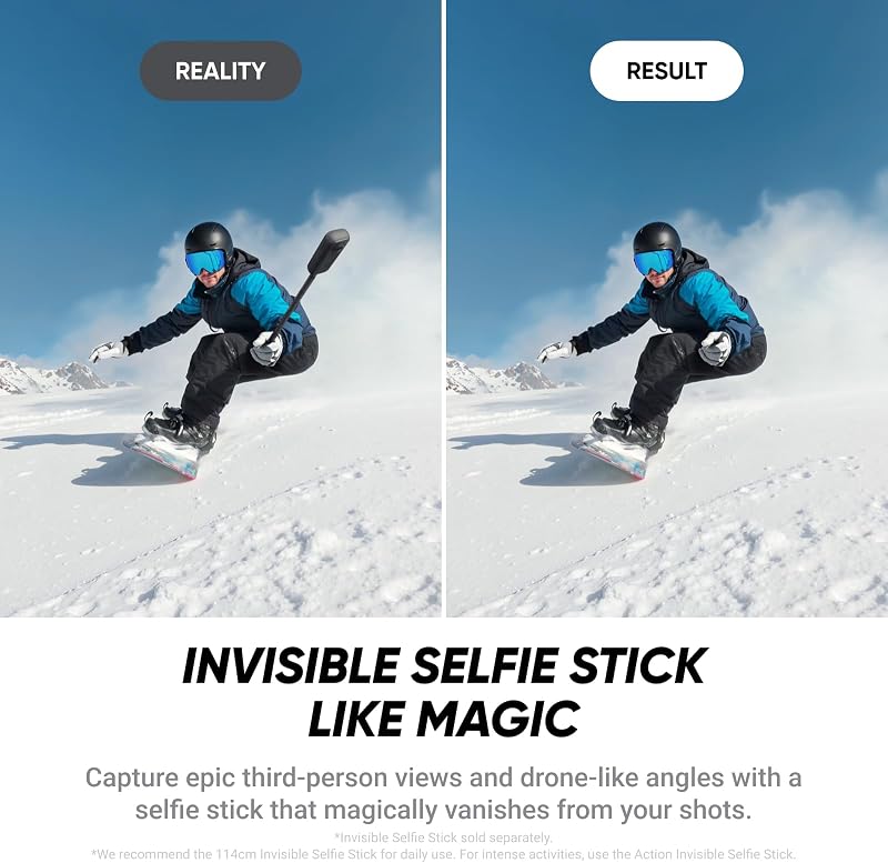 X4 Air Graphite Black Beginner's Pack - Câmara de 165 g com resolução 8K e 360°, Efeito Invisible Selfie Stick, Lentes Substituíveis, Gravação Primeiro e Enquadramento Depois, À Prova de Vento