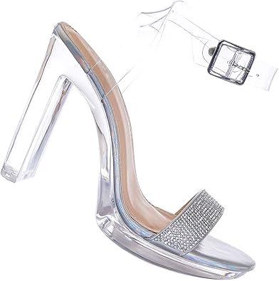 clear glass sandals