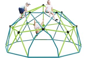 Virubi 12 FT Climbing Dome for Kids 3-10, Outdoor Play Equipment Supporting 1000 lbs, Anti-Rust Jungle Gym, Easy Assembly Geometric Dome Climber Play Center (Green & Blue)