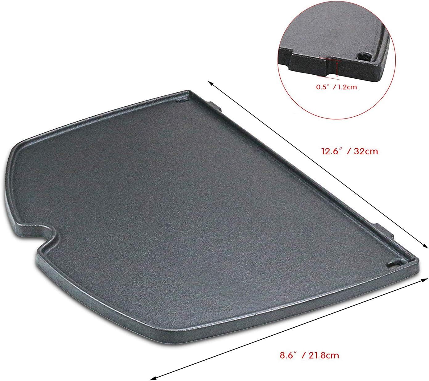 Denmay 6558 32 x 21.8cm Cast Iron Cooking Griddle Plate Plancha for Weber Q100, Q1000, Q120, Q1200 Gas Grills - Image 3