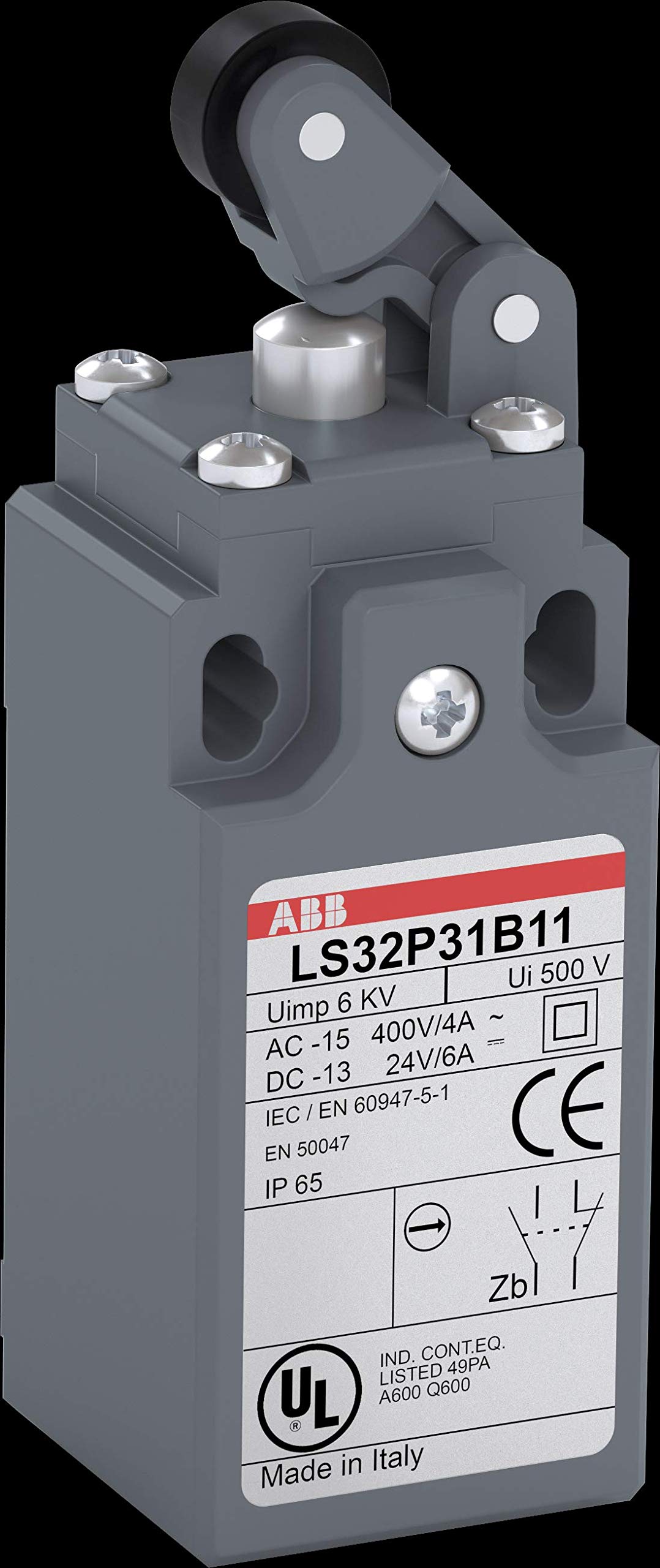 ABB LS33P31B11 Snap Action Limit Switch, Steel Plunger Actuator, 30mm, UL-V0, NC, NO (ABB1SBV012231R1211)
