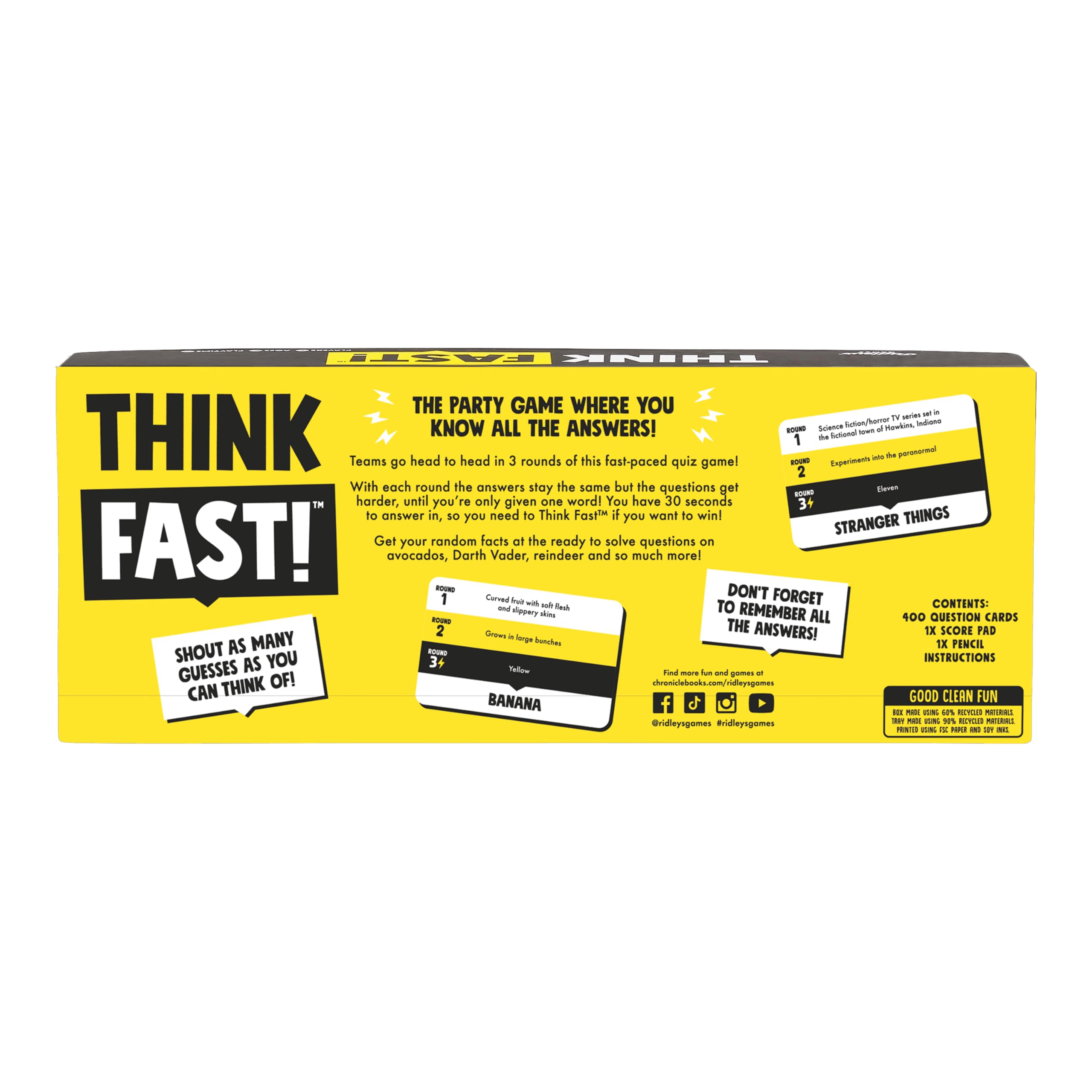 Ridley’s Games: Think Fast! Group Party Game – Fast-Paced, Easy to Play Party Games – Fun for All Ages – Random Trivia Game for Adults and Kids