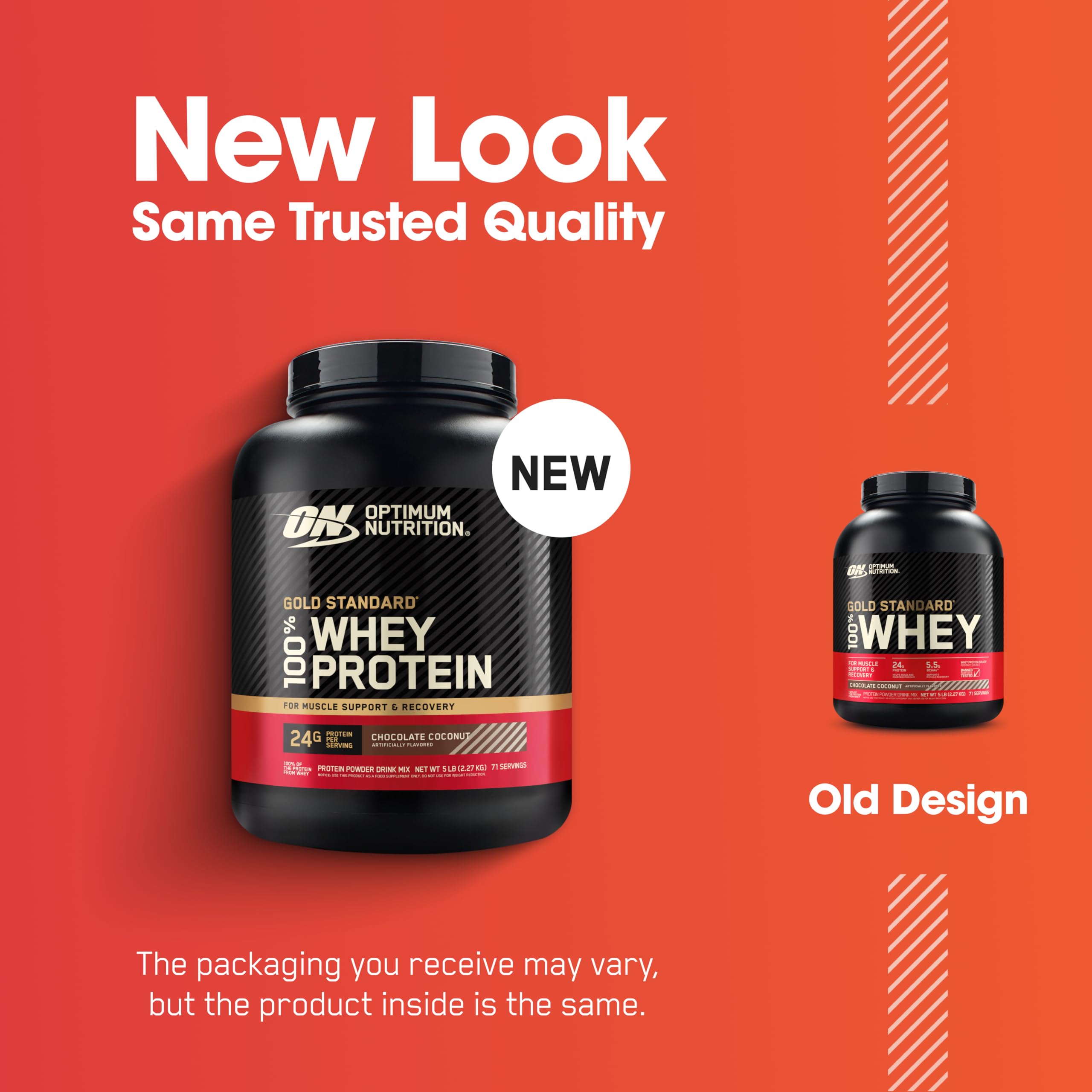 Optimum Nutrition Gold Standard 100% Whey Protein Powder, Chocolate Coconut, 5 Pound (Packaging May Vary)