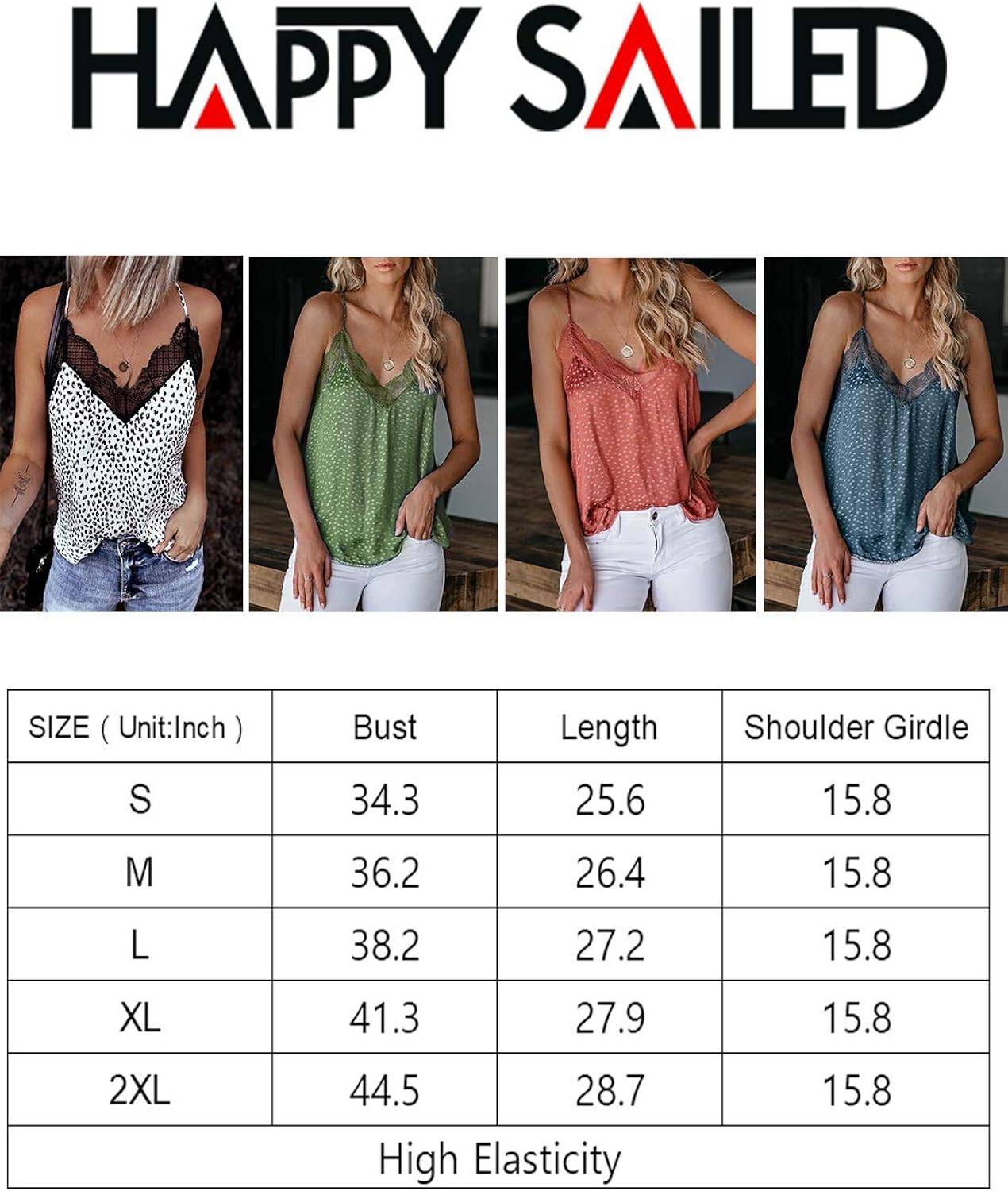 Happy Sailed Womens Sexy V Neck Sleeveless Lace Crochet Summer Cami Tank Tops (S-XXL): Clothing