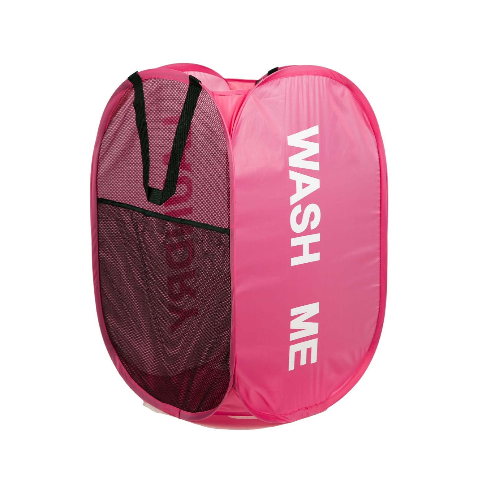 KIAYOO Collapsible Laundry Basket,75L Large Washing Basket Foldable Folding Dirty Clothes Hamper with Side Pocket Bag,Pop up Washing Bin Bag for Bathroom,Bedroom,College Dorm,Hotel,Travel,Rose