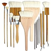 Pottery Brush Set, 15PCS Ceramic Glaze Brushes with Hake Brushes &amp; Storage | Professional pottery tools with hake glazing brushes, liner, fan and mop brushes for glaze, underglaze, ceramics and clay
