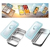 Stainless Steel Snack Containers with Lids Meal Prep Food Storage Container Lunch Box Multi Compartment Reusable Leak-Proof Design for Travel,Snacks, Sandwiches,Condiments Bento Box Office Home
