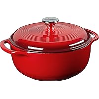 Lodge 4.5 Quart Enameled Cast Iron Dutch Oven with Lid – Dual Handles – Oven Safe up to 500° F or on Stovetop - Use to Marina