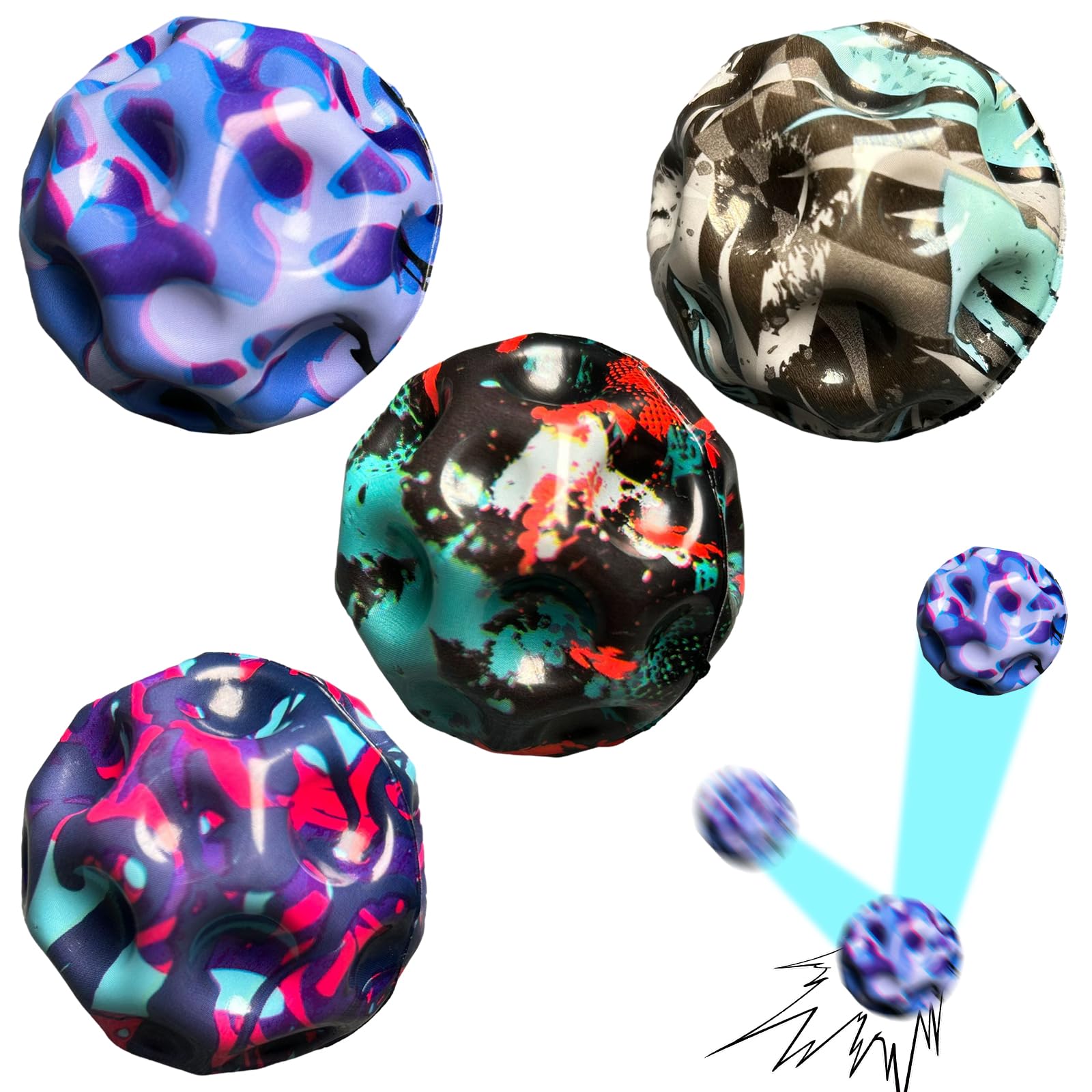 DALAETUS 4 Pcs Moon Balls, Space Jump Toy for Kids, Ultra High Bouncing for Sport Training, Indoor Outdoor Play