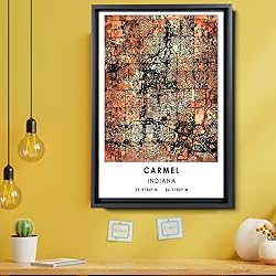 Carmel Map Poster, Indiana Map Art Poster, Map
