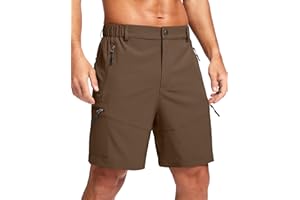 Pudolla Men's Hiking Cargo Shorts Lightweight 7" Travel Casual Shorts for Men Golf Work Outdoor with 5 Zipper Pockets