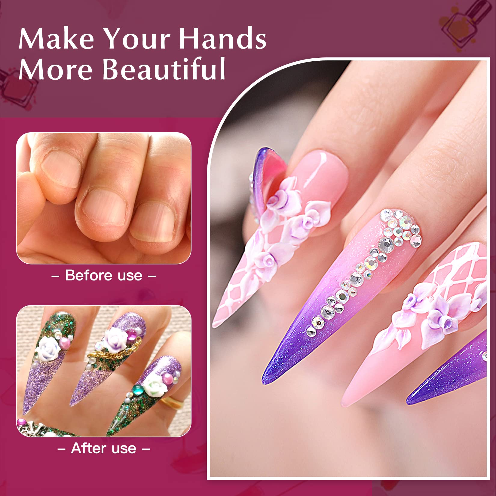 krofaue 500pcs Extra Long Stiletto Nail Tips - Clear False Nails 10 Sizes Half Cover XL Pointed Press On Nails - Artificial Acrylic - Salon DIY - Image 5