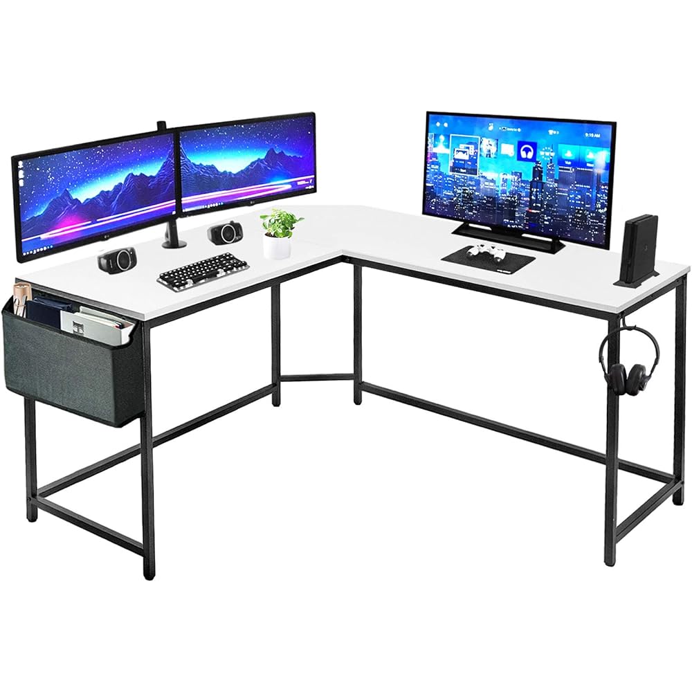 11/mo Finance LUFEIYA L Shaped Desk White Computer Gaming Corner