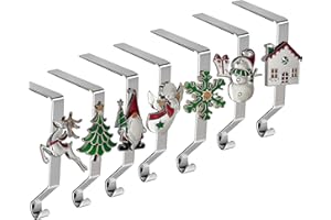 K-MLICE Christmas Stocking Holders Set of 7, Christmas Stocking Holders for Mantle Set of 7, Fireplace Stocking Hangers 7 Pack, Stocking Stand, Farmhouse Rustic Xmas Decorations for Home Indoor