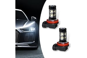Crynod 2 PCS Car H11 LED Front Fog Lamp, 10SMD 6000K Ultra-Bright Low Heat Signal Tail Lamp Replacement, Plug And Play, Suitable For Most Cars, Trucks And Off-Road Vehicles (White Light)