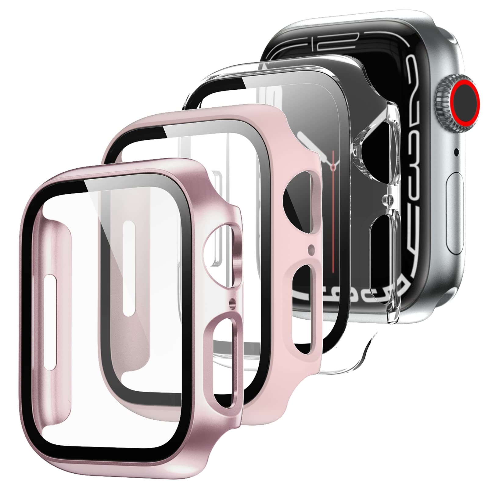 XINGHAO 6+6 Pack Case for Samsung Galaxy Watch 4 Classic 42mm Screen Protector, PC Hard Case + HD Anti-Fog Tempered Glass Film, Waterproof Face Cover Set for Galaxy Watch 4 Classic 42mm
