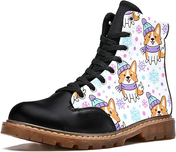 Men's EightEye Lace Up Combat?Boot Cute Welsh Dog