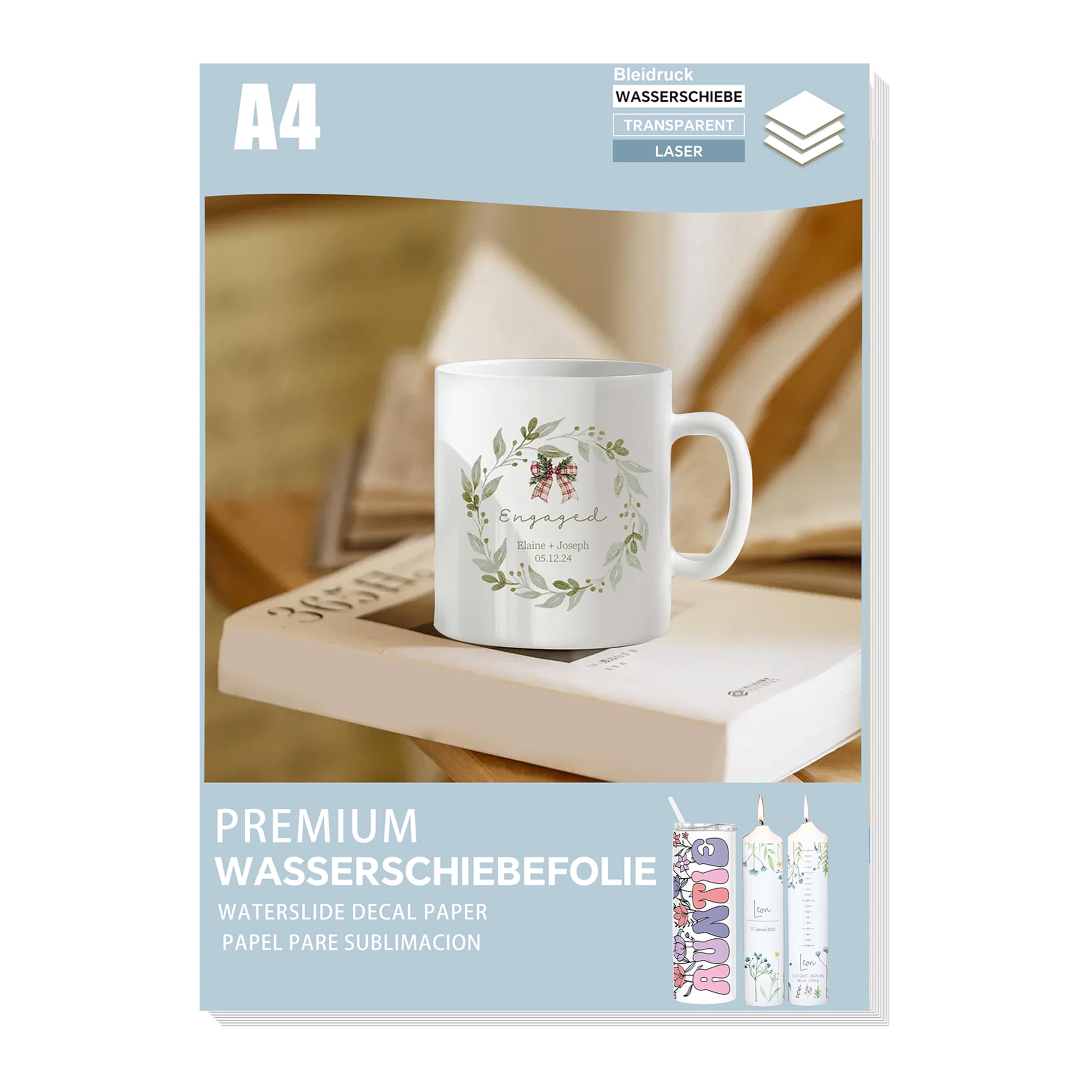 Cubic Coating 20 Sheets Laser Printer Water Slide Film Clear DIN A4 (210 x 297 mm) Transparent Printable Decal Paper Water Transfer Film