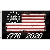 250th Birthday Flag 3x5FT 1776-2026 Anniversary for Yard Sign God Bless Usa Patriot House Flag No Flagstand (black)
